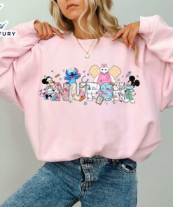 Disney Nurse Day Labor And Delivery Stitch And Mickey And Friends Character T-Shirt Lovely Unique Gift