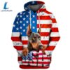 Doberman Pinscher Dog 3D Face Graphic Premium America Flag Hoodie