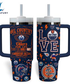Edmonton Oilers NHL Custom Stanley Quencher 40oz Stainless Steel Tumbler With Handle 2