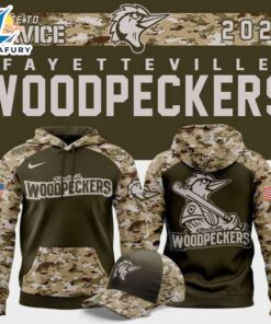 Fayetteville Woodpeckers Salute to Service 2025 Camo Hoodie