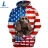 Field Spaniel Dog 3D Face Graphic Premium America Flag Hoodie