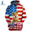 Finnish Spitz Dog 3D Face Graphic Premium America Flag Hoodie