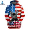 French Bulldog 1 3D Face Graphic Premium America Flag Hoodie