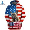 French Bulldog 2 3D Face Graphic Premium America Flag Hoodie