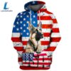 German Shepherd Dog 1 3D Face Graphic Premium America Flag Hoodie