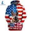 German Shepherd Dog 2 3D Face Graphic Premium America Flag Hoodie