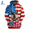 German Shepherd Dog 3 3D Face Graphic Premium America Flag Hoodie