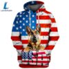 German Shepherd Dog 4 3D Face Graphic Premium America Flag Hoodie