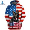 German Shepherd Dog 5 3D Face Graphic Premium America Flag Hoodie
