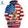 German Shepherd Dog 6 3D Face Graphic Premium America Flag Hoodie