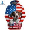 German Shorthaired Pointer Dog 3D Face Graphic Premium America Flag Hoodie