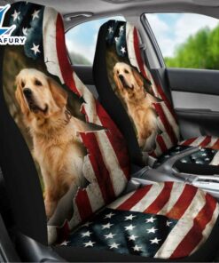 Golden Retriever American Flag Car Seat Covers