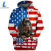 Gordon Setter Dog 3D Face Graphic Premium America Flag Hoodie