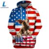 Great Dane Dog 1 3D Face Graphic Premium America Flag Hoodie