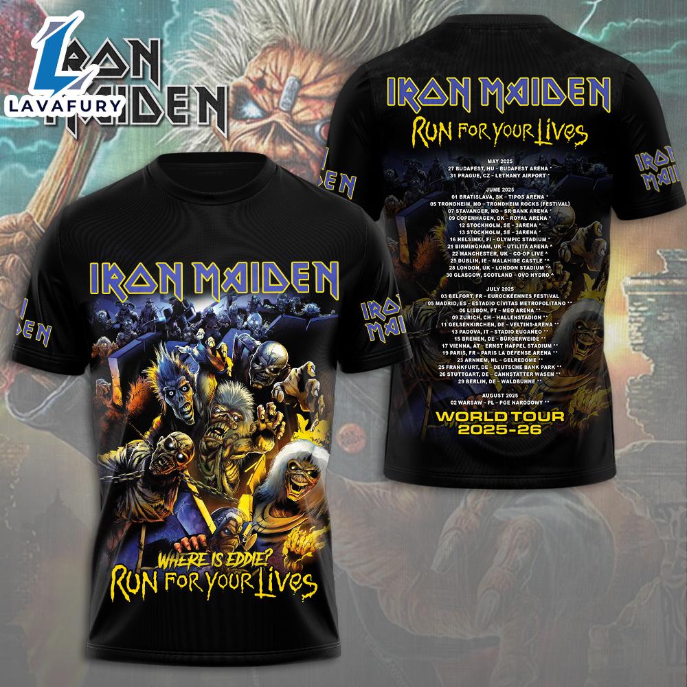 Iron Maiden 50th Anniversary T-shirt With Band Signatures 3D Shirt Gift Summer For Man And Women Iron Maiden 50th Anniversary T-shirt With Band Signatures 3D Shirt Gift Summer For Man And Women