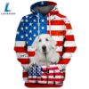 Kuvasz Dog 3D Face Graphic Premium America Flag Hoodie