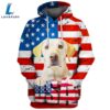 Labrador Retriever Dog 3 3D Face Graphic Premium America Flag Hoodie