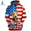 Lakeland Terrier Dog 3D Face Graphic Premium America Flag Hoodie