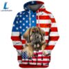 Leonberger Dog 3D Face Graphic Premium America Flag Hoodie