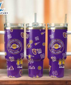 Los Angeles Lakers Basketball NBA Sport Custom Stanley Quencher 40oz Stainless Steel Tumbler With Handle