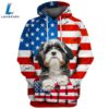 Lowchen Dog 3D Face Graphic Premium America Flag Hoodie