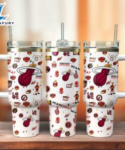 Miami Heat Basketball NBA Sport Custom Stanley Quencher 40oz Stainless Steel Tumbler With Handle