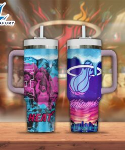 Miami Heat NBA Custom Stanley Quencher 40oz Stainless Steel Tumbler