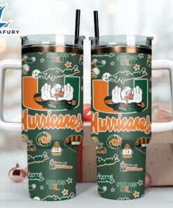 Miami Hurricanes NCAA Sport Custom Stanley Quencher 40oz Stainless Steel Tumbler