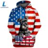 Miniature Schnauzer Dog 2 3D Face Graphic Premium America Flag Hoodie