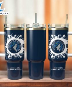 Minnesota Timberwolves Basketball Team NBA Custom Stanley Quencher 40oz Stainless Steel Tumbler With Handle