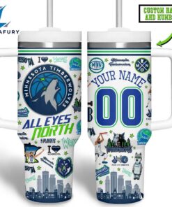 Minnesota Timberwolves NBA Custom Stanley Quencher 40oz Stainless Steel Tumbler