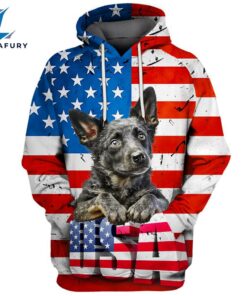 Mudi Dog 3D Face Graphic Premium America Flag Hoodie