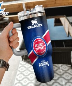 NBA Detroit Pistons Custom Stanley Quencher 40oz Stainless Steel Tumbler With Handle