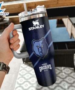 NBA Memphis Grizzlies Custom Stanley Quencher 40oz Stainless Steel Tumbler With Handle
