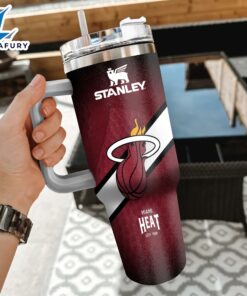 NBA Miami Heat Custom Stanley Quencher 40oz Stainless Steel Tumbler With Handle