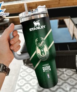 NBA Milwaukee Bucks Custom Stanley Quencher 40oz Stainless Steel Tumbler With Handle