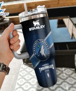 NBA Minnesota Timberwolves Custom Stanley Quencher 40oz Stainless Steel Tumbler With Handle