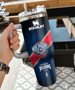 NBA New Orleans Pelicans Custom Stanley Quencher 40oz Stainless Steel Tumbler With Handle