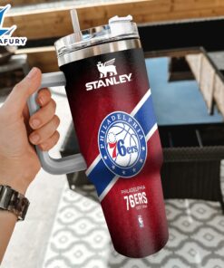 NBA Philadelphia 76ers Custom Stanley Quencher 40oz Stainless Steel Tumbler With Handle