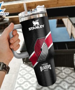 NBA Portland Trail Blazers Custom Stanley Quencher 40oz Stainless Steel Tumbler With Handle