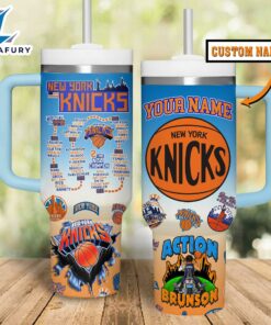 New York Knicks NBA Custom Stanley Quencher 40oz Stainless Steel Tumbler