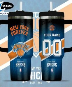 New York Knicks NBA Custom Stanley Quencher 40oz Stainless Steel Tumbler With Handle 1