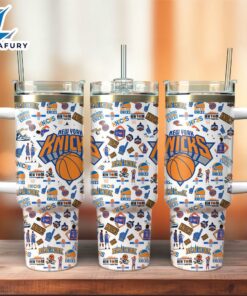 New York Knicks NBA Sports Custom Stanley Quencher 40oz Stainless Steel Tumbler With Handle