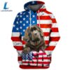 Newfoundland Dog 3D Face Graphic Premium America Flag Hoodie
