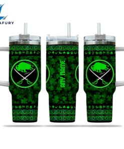 NHL Buffalo Sabres Happy St. Patrick's Day Custom Stanley Quencher 40oz Stainless Steel Tumbler With Handle