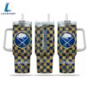 NHL Buffalo Sabres Stained Glass Effect Custom Stanley Quencher 40oz Stainless Steel Tumbler With Handle
