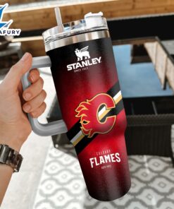 NHL Calgary Flames Custom Stanley Quencher 40oz Stainless Steel Tumbler With Handle