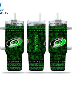 NHL Carolina Hurricanes Happy St. Patrick's Day Custom Stanley Quencher 40oz Stainless Steel Tumbler With Handle