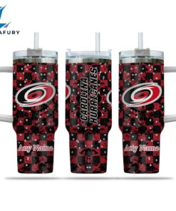 NHL Carolina Hurricanes Stained Glass Effect Custom Stanley Quencher 40oz Stainless Steel Tumbler With Handle
