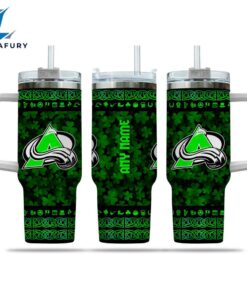 NHL Colorado Avalanche Happy St. Patrick's Day Custom Stanley Quencher 40oz Stainless Steel Tumbler With Handle